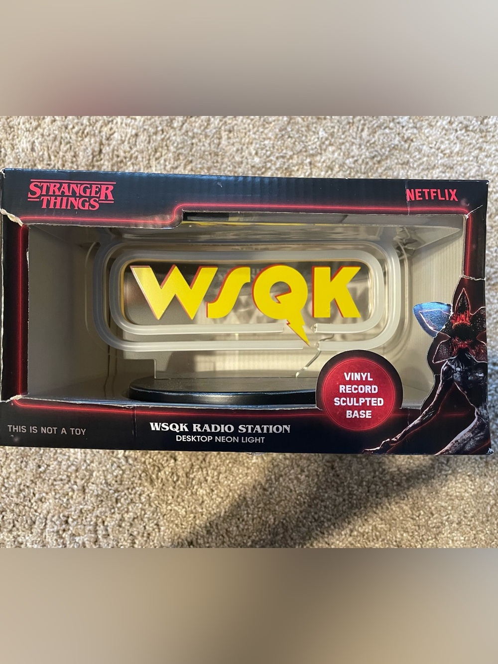 Stranger Things WSQK Desktop Neon Light - Yellow and Red Logo